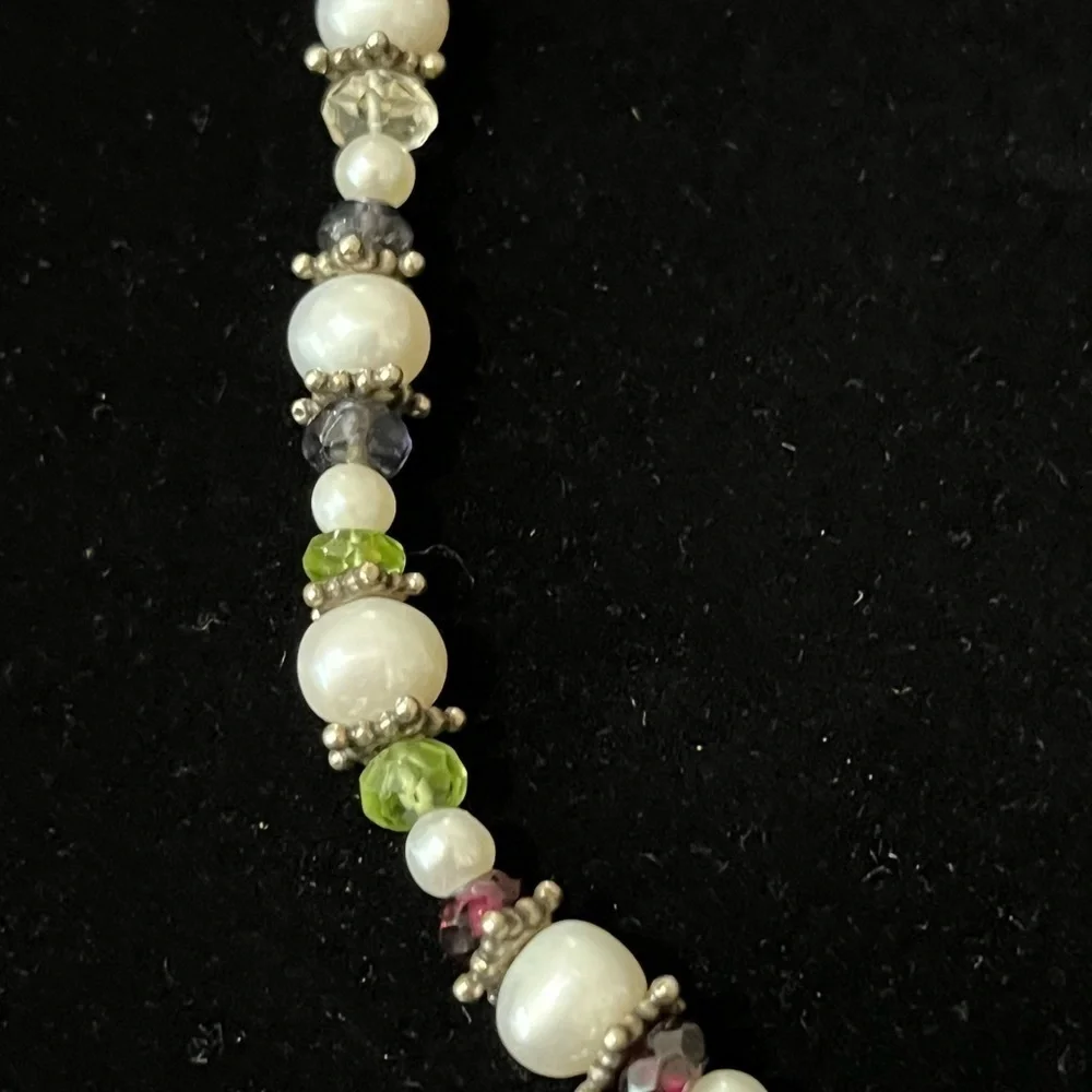 Genuine Freshwater Pearl, Garnet, Peridot, Citrine, Amethyst and SS Necklace